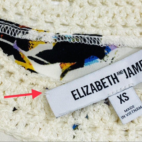 Elizabeth & James Top XS Silk Crochet Boho Floral - Picture 9 of 9